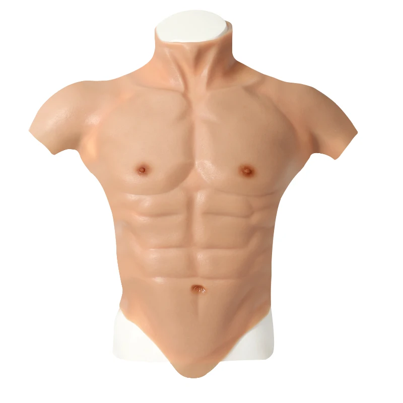 Provide Sample Cosplay Artificial Simulation Men Body Shaper Fake Muscle Shirt Silicon Muscle Suit Costume Silicone Breast