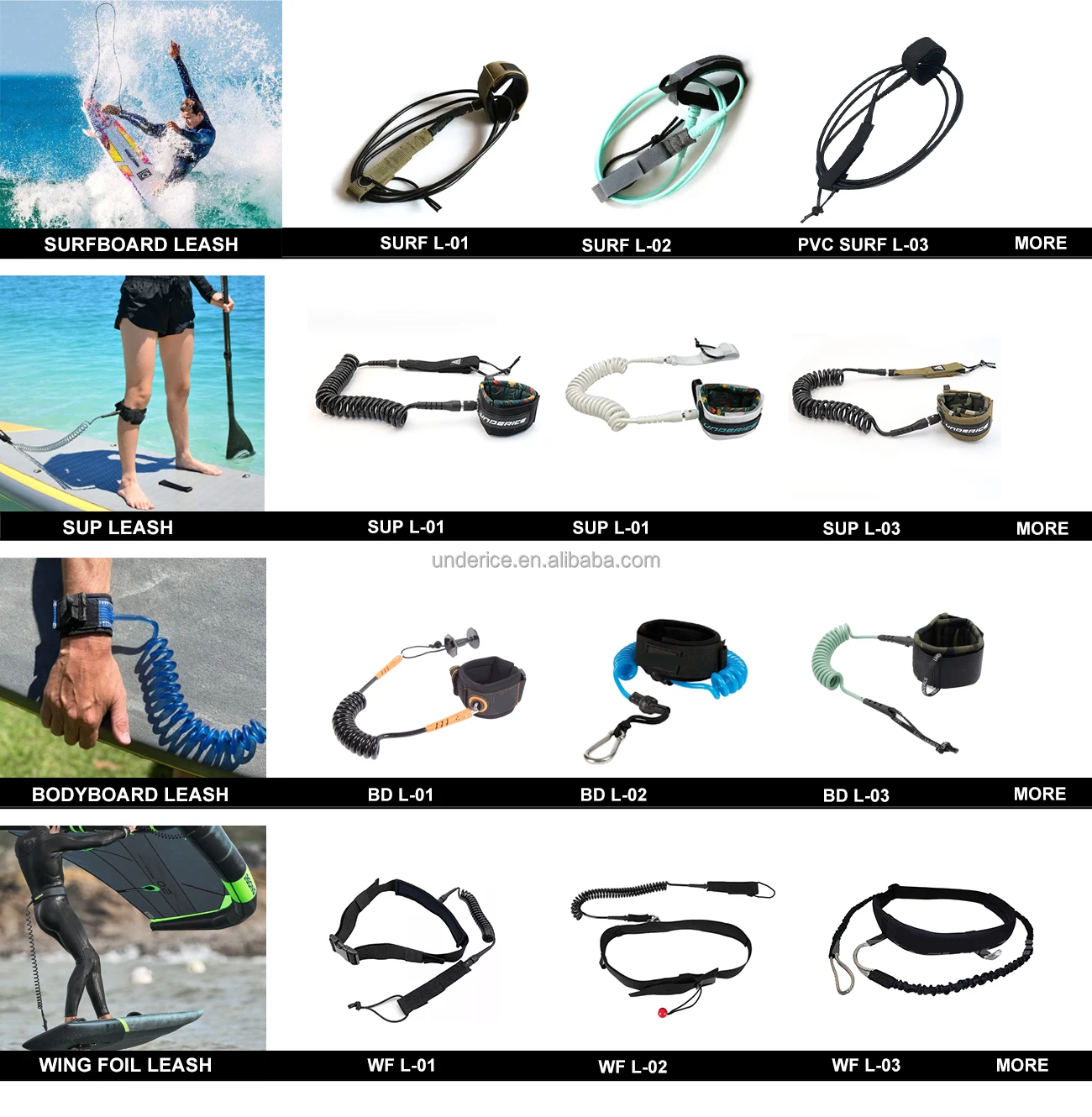 Pro Oem Surfboard Leash All Size With Double Stainless Steel Swivels