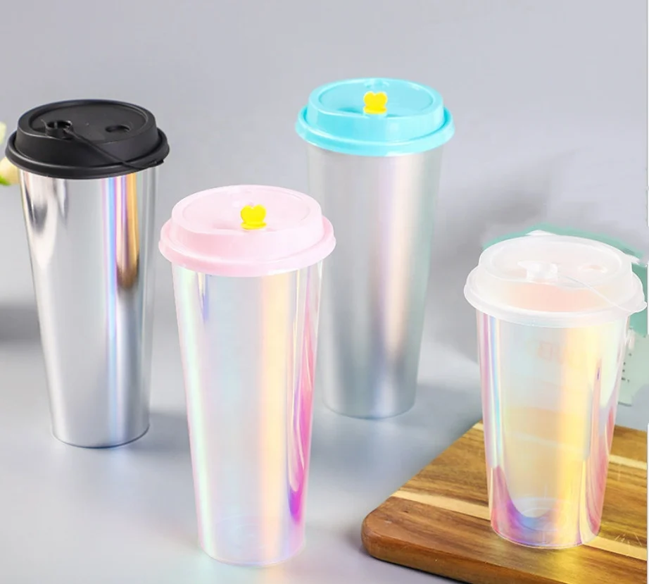 IML пластиковая чашка Boba, одноразовая чайная чашка-пузырь для фруктового сока, 22 унции, 20 унций, 16 унций, 12 унций, PP, чашка для молока и чая с крышкой, соломинки и пакеты для еды
