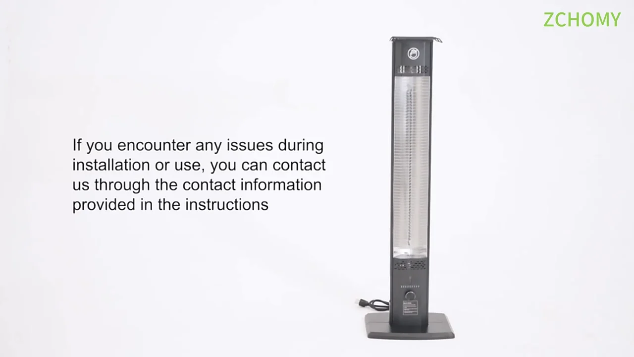 Zchomy Outdoor Infrared Patio Heater With Remote,9 Heat Levels,9h