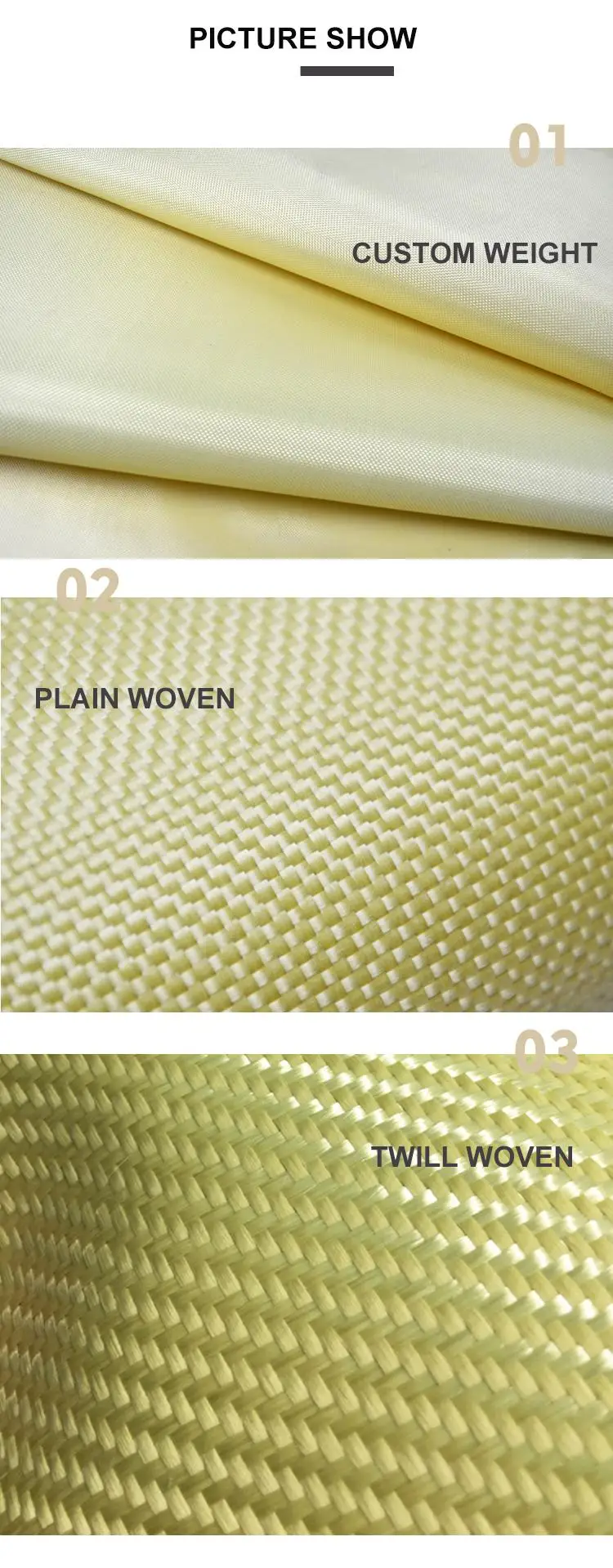Kevlar 1000d200g Aramid Plain Weave Fabric, High Strength