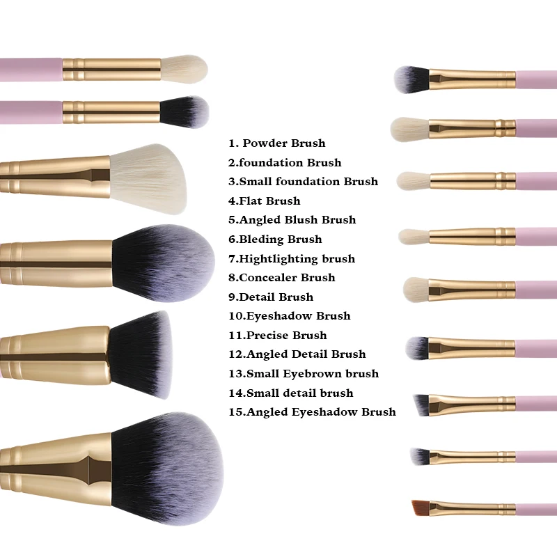 Gracedo Makeup Brush Set 15pcs Premium Cosmetic Brush Foundation Blush