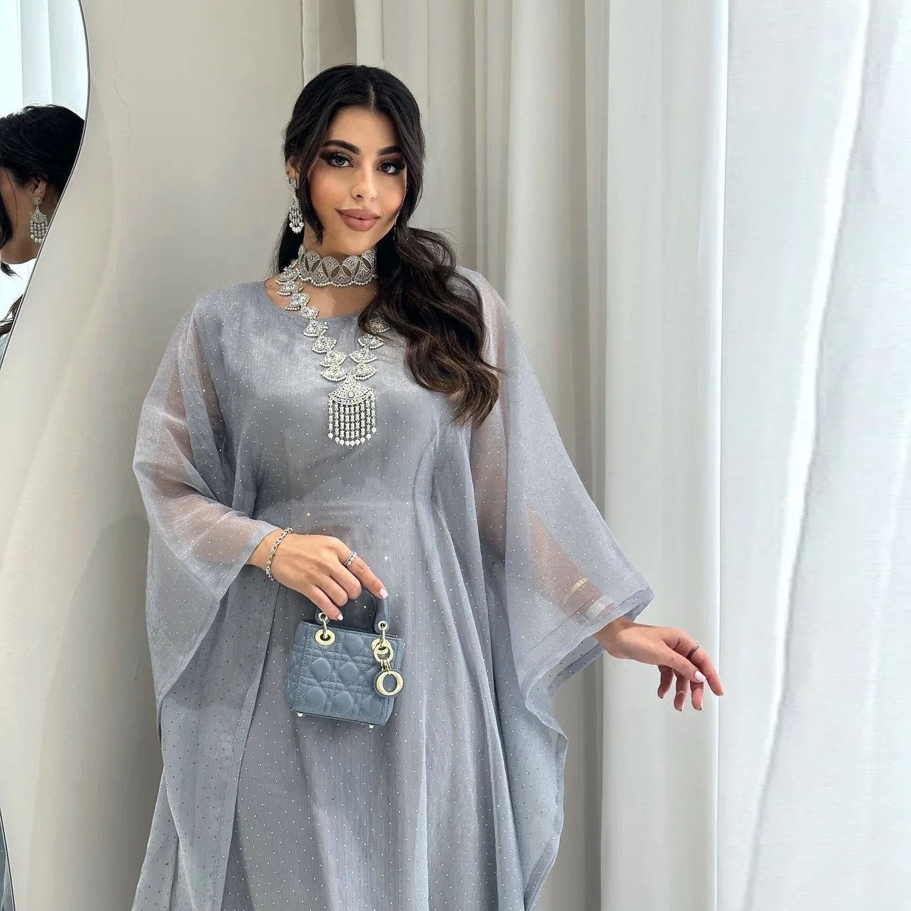 Dubai Ladies Solid Color Elegant Long Modest Dress Women Luxury Casual Abaya Dress Dubai Ladies Solid Color Elegant Long Modest Dress Women Luxury Casual Abaya Dress