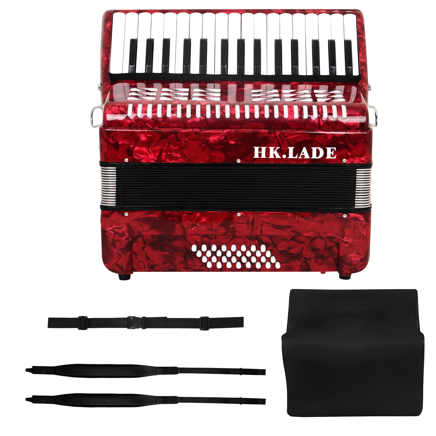 HK LADE 赤 32鍵 32バス アコーディオン プロフェッショナル用・ポータブル