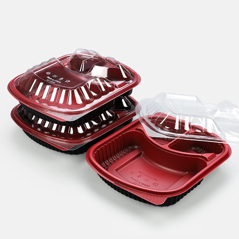 Plastic to Go Containers Food Disposable Households 3 Compartment Food Container Bento Lunch Box pp Food Container