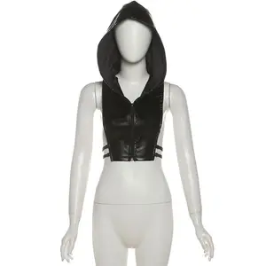Dropshipping 2026 Wholesale Hot Sexy Fashion Hoodie Leather Sexy Girls Popular Women Tank Tops