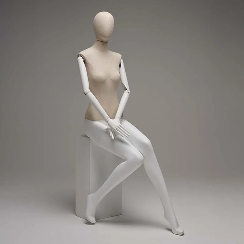 SINI Set Tailor Upper Body Matte White Fiberglass Slim Full Body Dummy Female Mannequins With Adjustable Arms and Hands