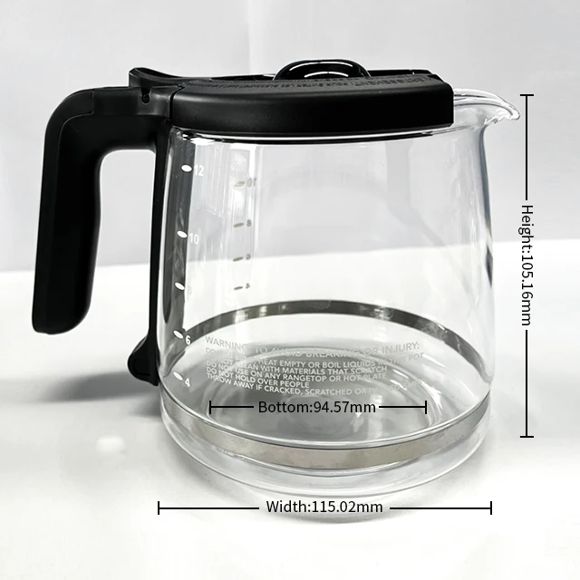 Factory Customized 12 Cup 1.8L Eco-Friendly Durable Borosilicate Glass Pot  clear Coffee Carafe Jar Oster Coffee Maker