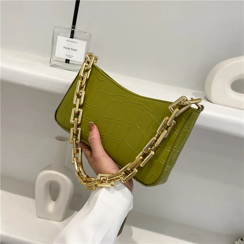 Croc-Embossed Sling Bag with Chain Strap