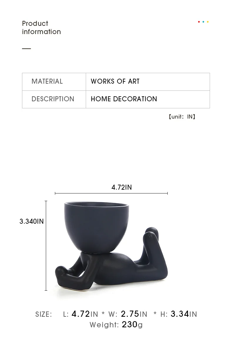 Home Decoration Ceramic Humanoid Succulent Plant Pot Creative Human ...