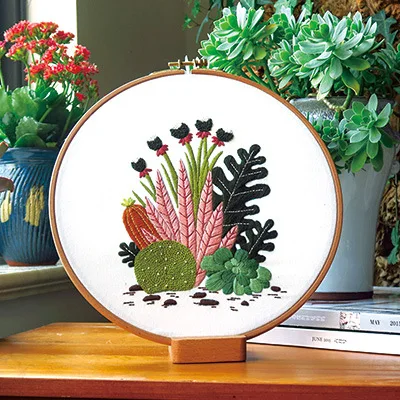 Lyc-2735 и изображением мультяшного кактуса, с вышивкой в виде рисунка швейный набор «сделай сам», ручное теснение, наборы для вышивания, для начинающих