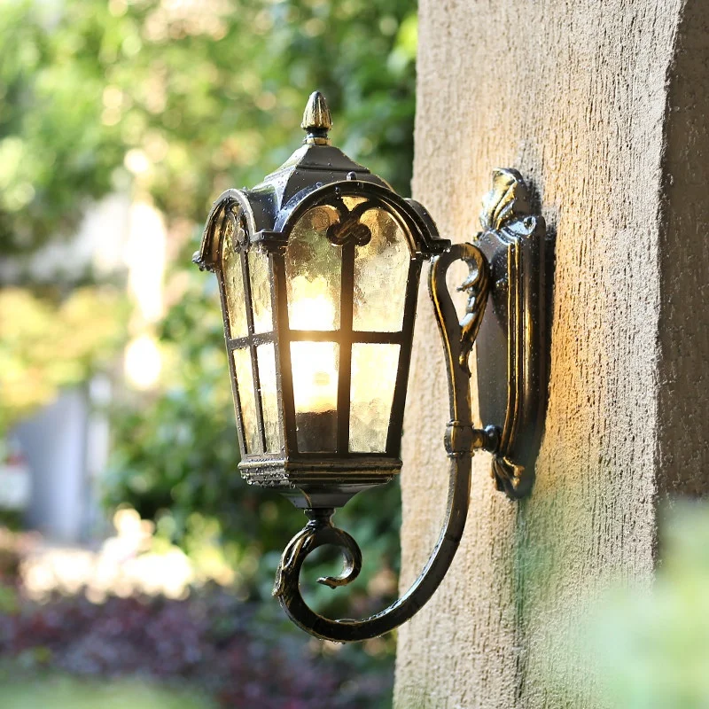 American-style European-style Ancient Roman Design Waterproof Solar Mains Electricity Dual-Use Outdoor Corridor Wall Lamp