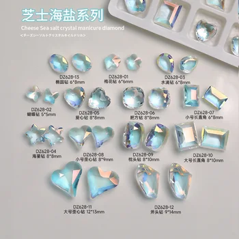 New Sea Salt Series Ice Transparent Aurora Crystal pointed Bottom DIY patch material shaped glass Nail Rhinestone accessories