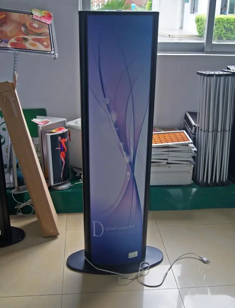 Triangle Rotating Revolving Advertising Sign Lightbox Professional Stand Standing Light Box