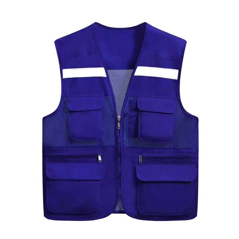 Customizable Logo High Visibility Neon Reflective Safety Vest Polyester with Pockets & Zipper for Working