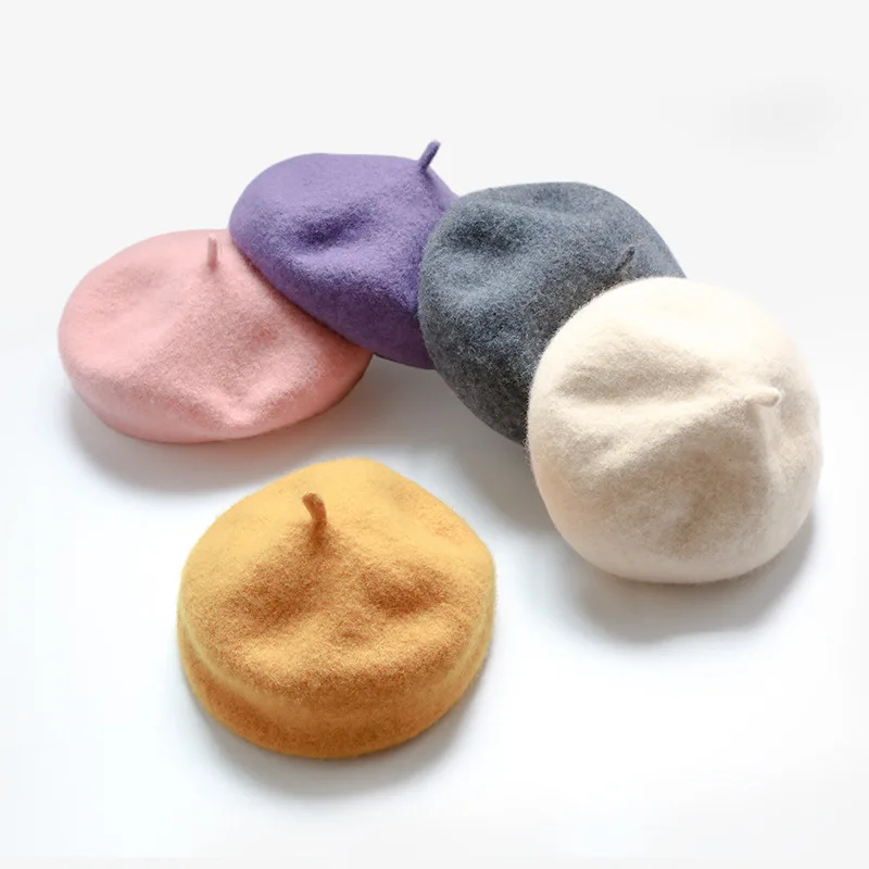 Wool Cute Beret Girl Autumn Winter Baby Hat Painter Hat Hair Accessories 