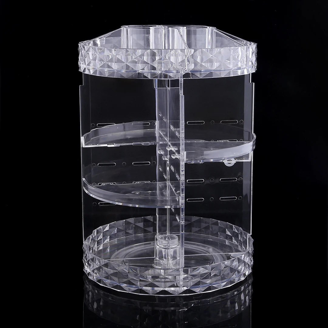 DIY Adjustable Cosmetics Caddy Shelf Organizer Box Carousel Spinning Holder Storage Rack 360 Rotating Makeup Organizer