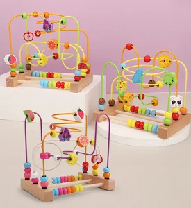 EDULAND Children's Montessori Early Education Building Blocks Colorful Animal Beads Educational Wooden Toys