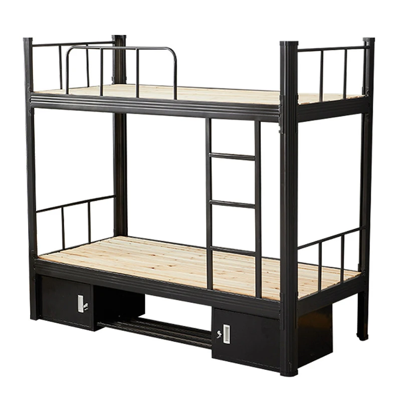 Twin Over Twin Steel Bed with Ladder for Student and Teen Use