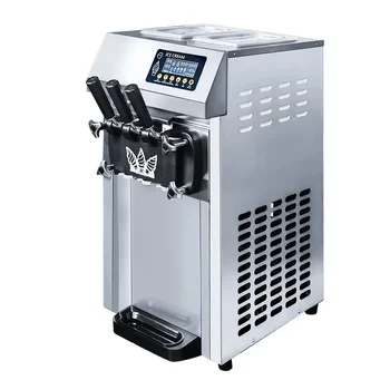 Commercial Automatic Desktop 3 Flavors Soft Ice Cream Maker Machine With Pre-cooling System