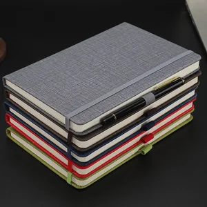 A5 Strap Hard Surface Mounting Book, Elastic Strap PU Notebook, Business Office Meeting Record Book, Elastic Strap Pen Hanging