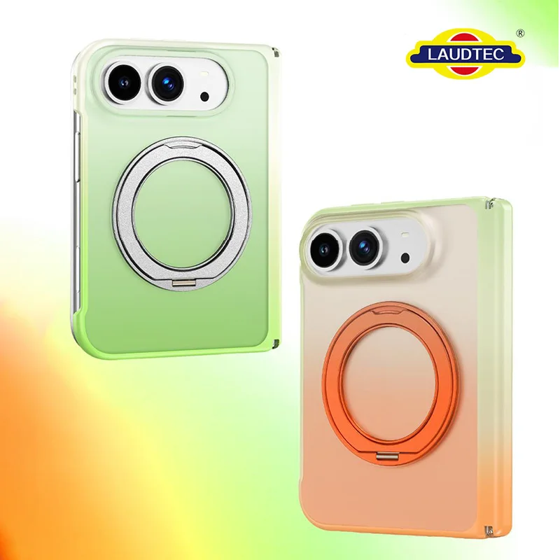 Luxury Laudtec Rotating Ring Stand Magnetic Phone Case for iPhone Duo, Ultra-Light Smudge-Proof PC Material, ISO Certified