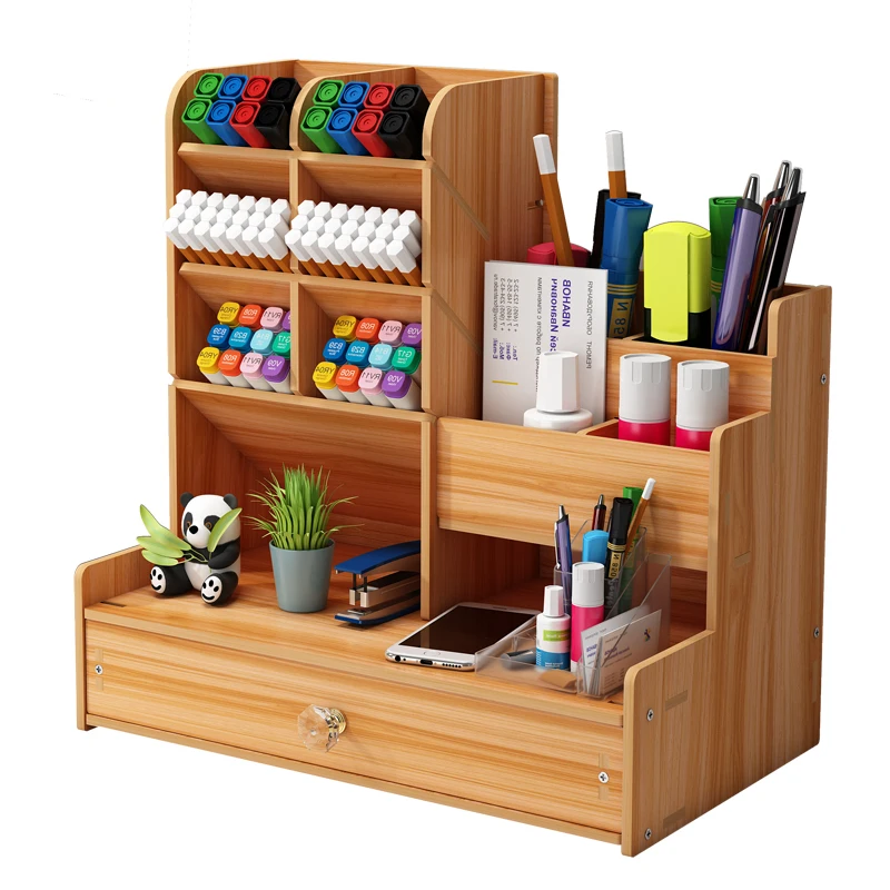 Креативный многофункциональный деревянный сборочный косой держатель ручки офисный канцелярский шкаф для хранения