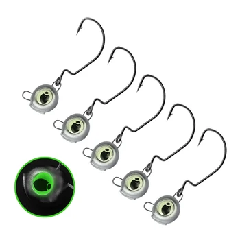 Cheery Night Glow Fishing Jig Hooks 3.5g 10g Luminous 3D Eye Obstacle-Jumping Lead Durable Crappie Heads Hook for Saltwater Fish – Metal Jig – view 3