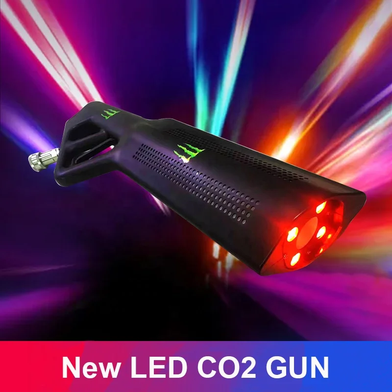 AA Battery Powered Colorful LED CO2 Spray Gun Dry Ice Hand-held Air Smoke Jet Machine Cyro Cannon for Stage DJ Disco Club Party