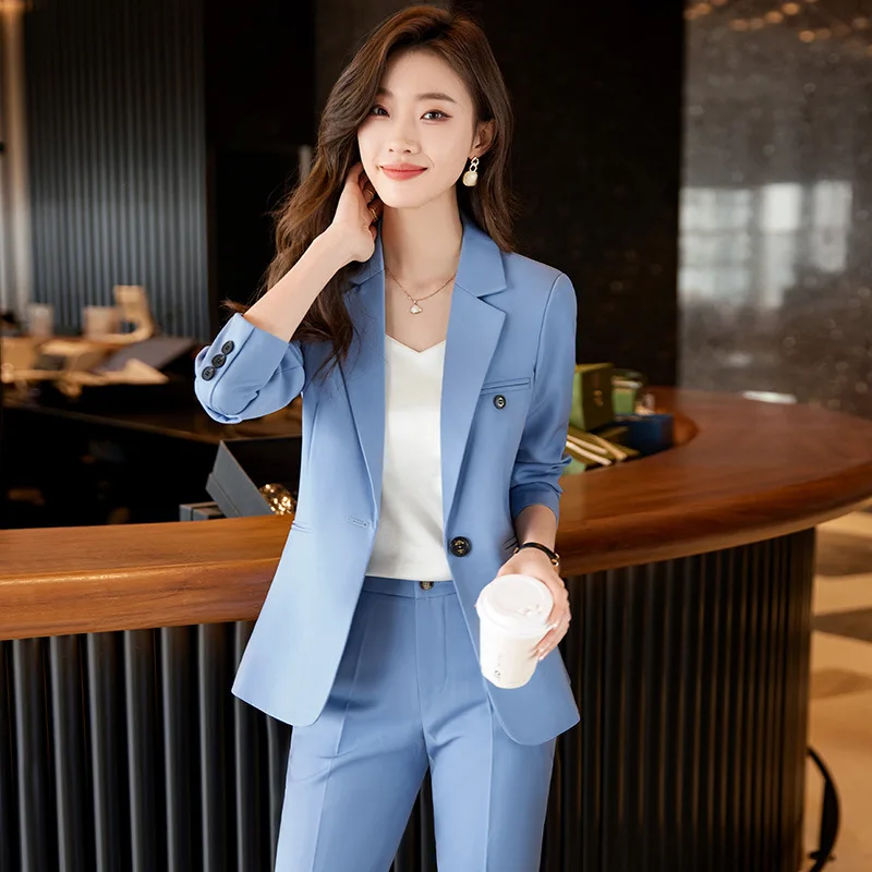 2023 Latest Trajes Formales Long Sleeve Plus Size Sky Blue Ladies ...