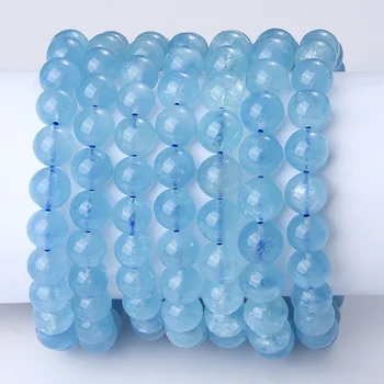 Wholesale A++ Natural Aquamarine Beads 7-12mm Bracelet Loose Gem Stone Beads for Jewelry Making DIY Accessories Gift