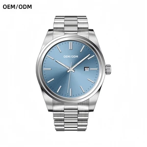 Factory OEM Custom Waterproof Blue Dial Luxury Quartz Luminous Watches Japanese Movement Men's Classic Watch Stainless Steel