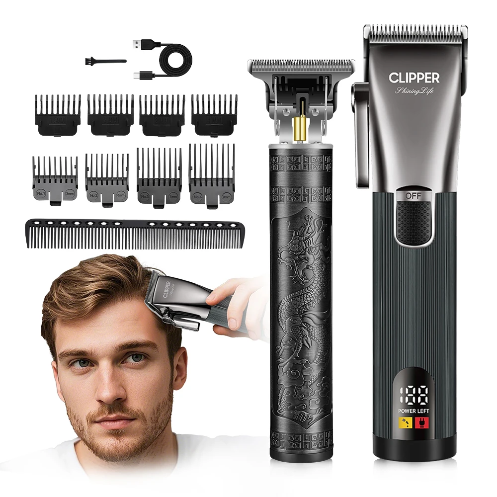 LED Display Hair Cut Machine Hair Trimmer New Model Rechargeable With Barber Electric Hair Clipper Set