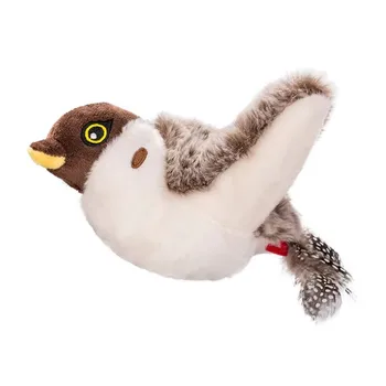 Durable Intelligent Automatic Plush Cat Teaser Toy Kitten Bite-Resistant Self-Hi Simulation Bird Made of PVC and PET