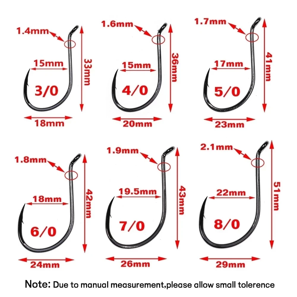 Highcarbon Steel Octopus Beak Hook Black Nickel Offset Fish Hooks