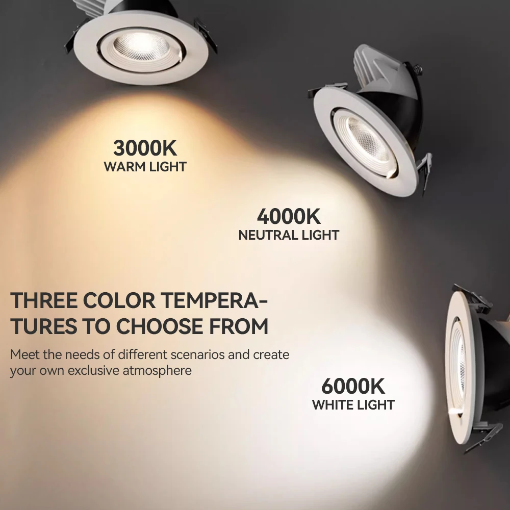 Modern 20W Led Gimbal Downlight Embedded Elephant Trunk Ceiling Lamp for Gallery Mall Store Exhibition Lighting Fixture