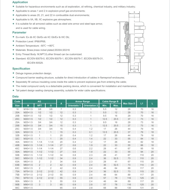 Iec Atex Eac Certificated Cable Gland Explosion-proof Single Seal ...