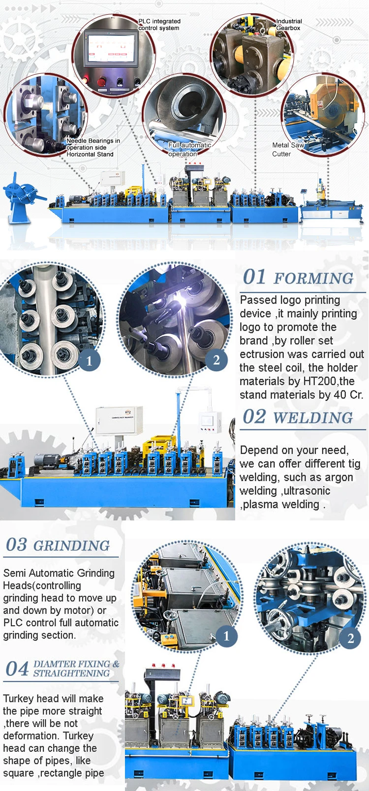 Foshan CS/Carbon/Stainless Steel/Iron Welded Round Tube Pipe Production Line Pipe Making Machinery