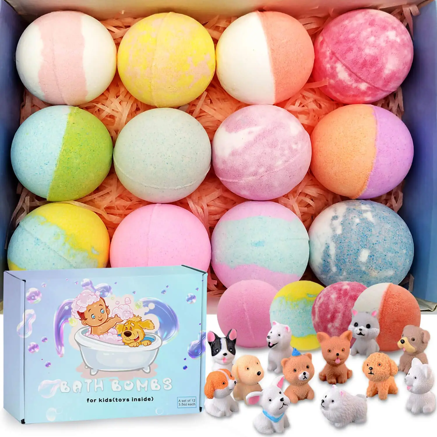 Сделанные на заказ красочные пузырьки, все натуральные веганские Бомбочки для ванны с игрушкой, бомбочка для ванны, детские мини-игрушки для собак