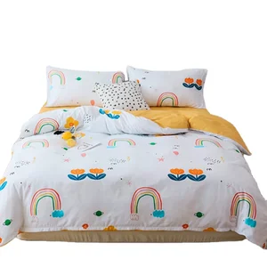White Lovely Printed Bedding Set 100% Cotton Bed Sheet Bedclothes