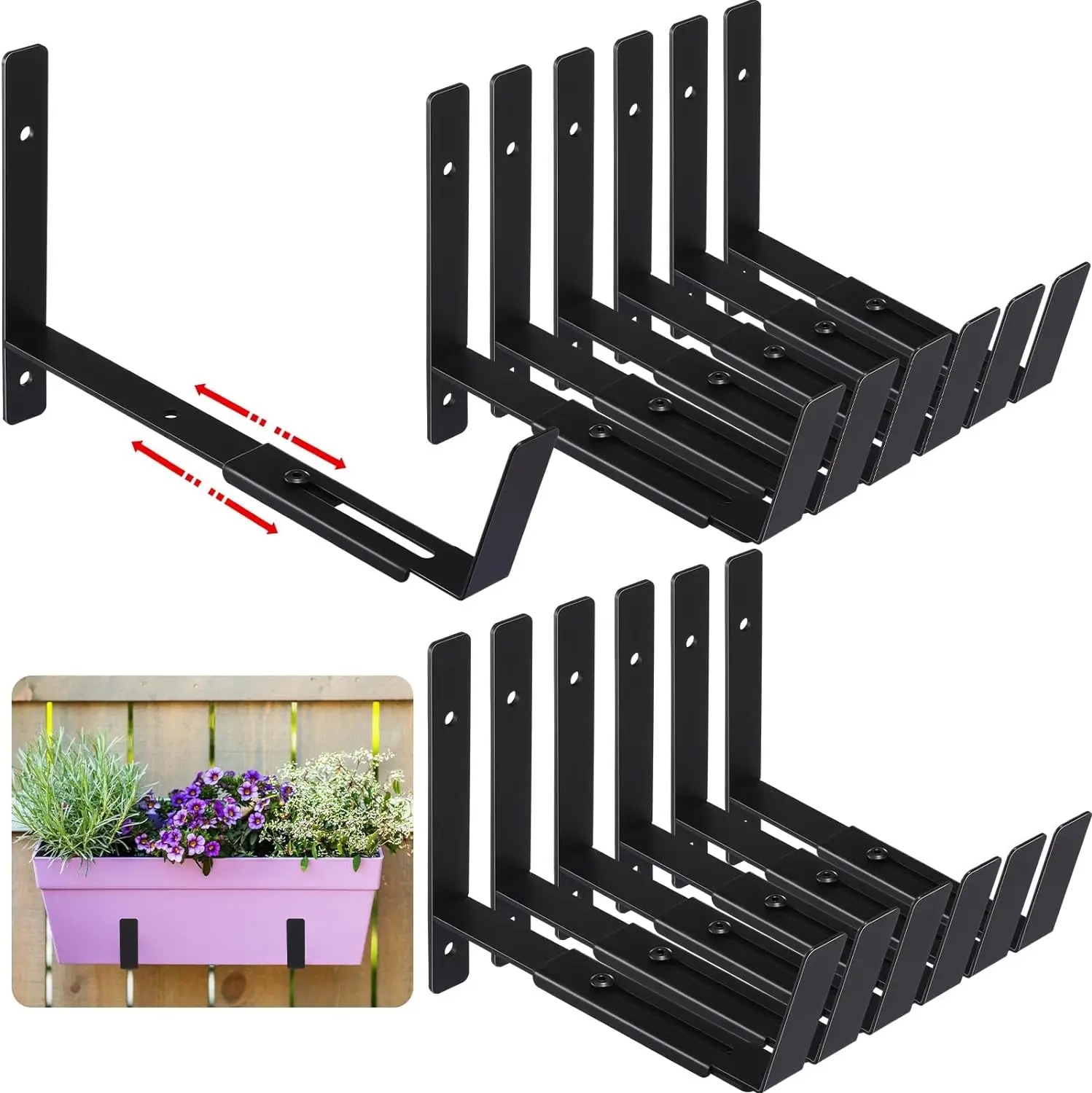 Heavy Duty Hanging Planter Box Hanger Metal Wall Mounted Flower Box  Brackets for Fence Garden Balcony Patio Deck Railing Outdoor