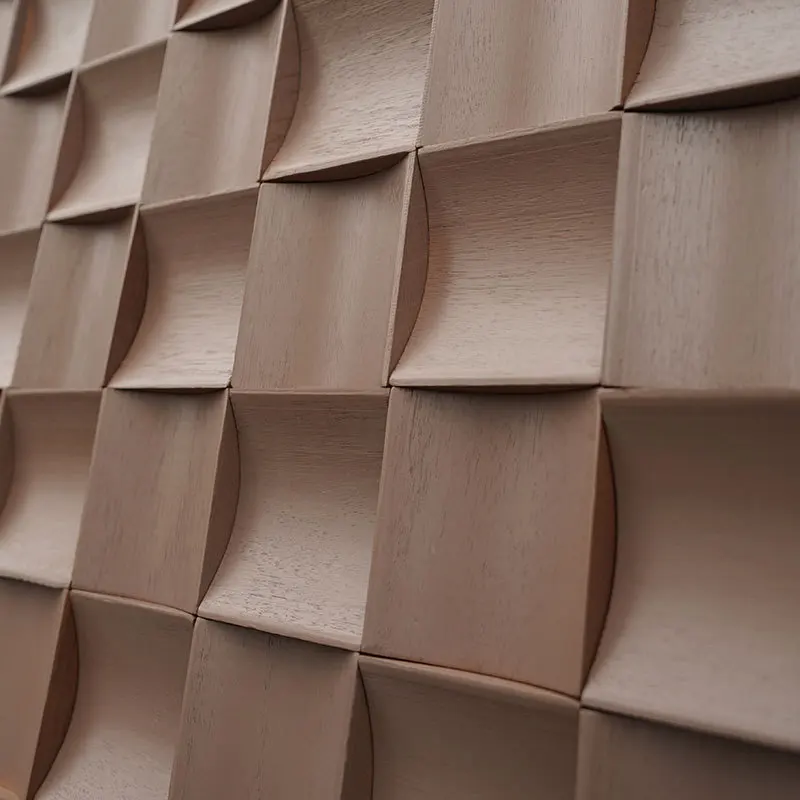 Half Matte Half Round Block Rubber Wood Mosaic Eco 3d Wallpaper for Bucatarie Dorm Wall Mosaic Art Acoustic Wood Panel