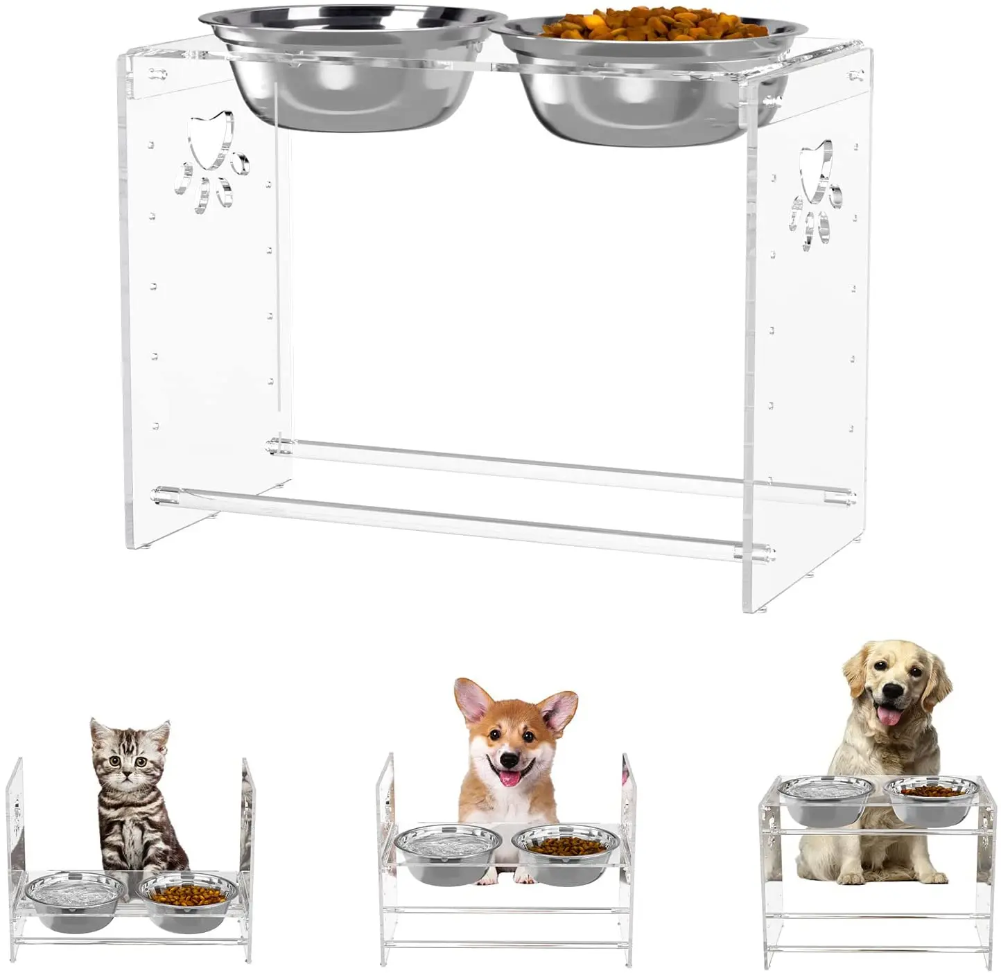 Clear Acrylic Dog Feeders, Modern Elevated Dog Bowls