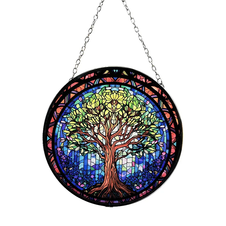 Tree Of Life Serenity Stained Glass Window Hanging Suncatchers Pendant