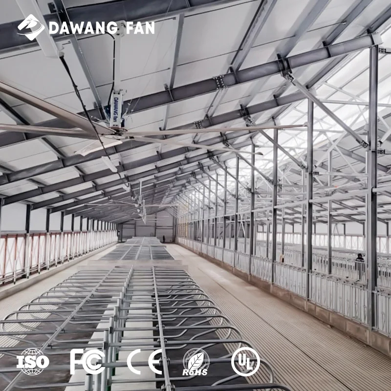 DAWANG FAN 20フィート 0.7kW 大型産業用静音HVLSポールバーン天井ファン 温度および湿度連動機能付き