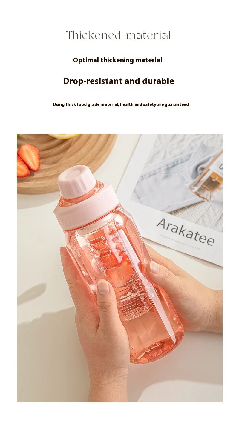 750ml Portable Clear Plastic Water Bottle with Filter for Outdoor Travel Gym Sports Cycling Camping