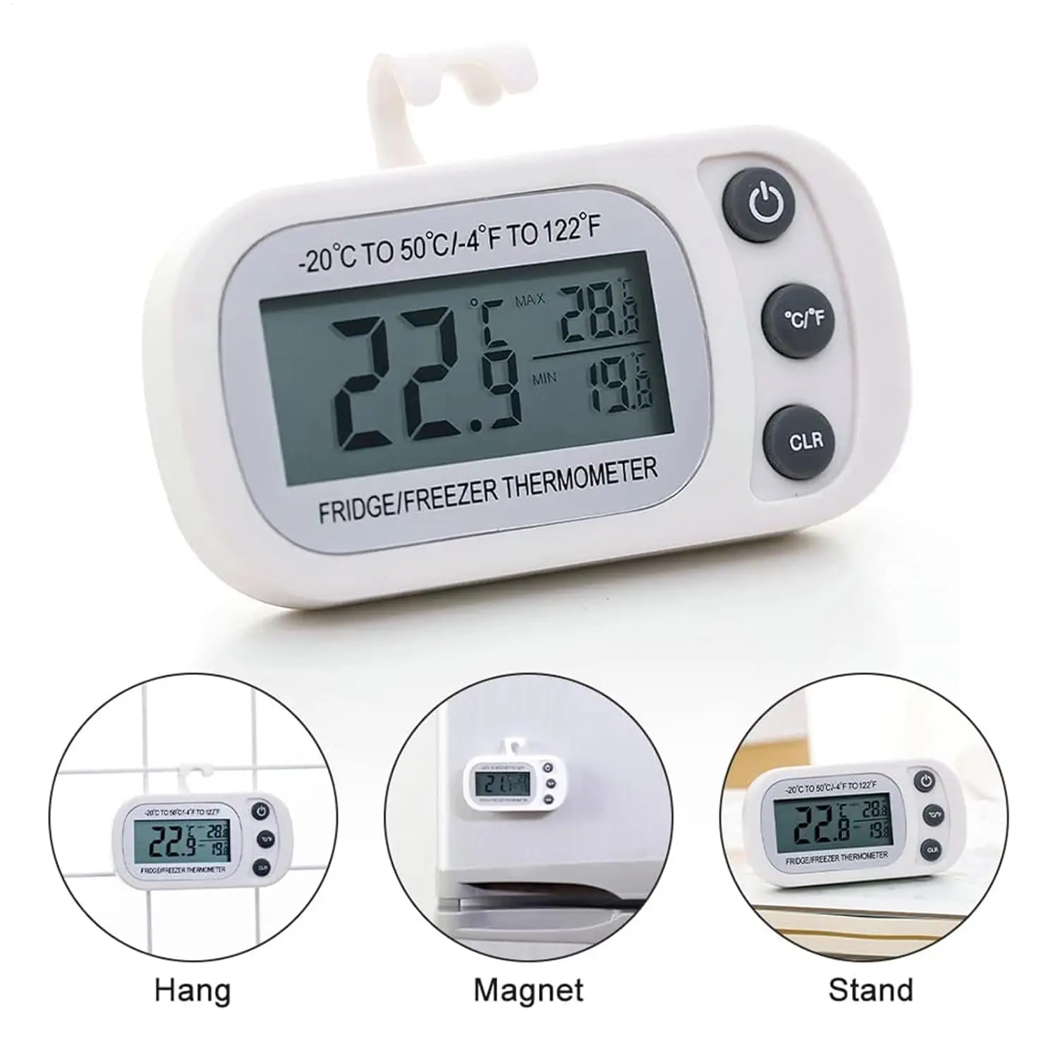 New Arrival Cold Storage Fordable Hook Temperature Thermometers Digital Household Refrigerator Fridge Freezer Thermometer