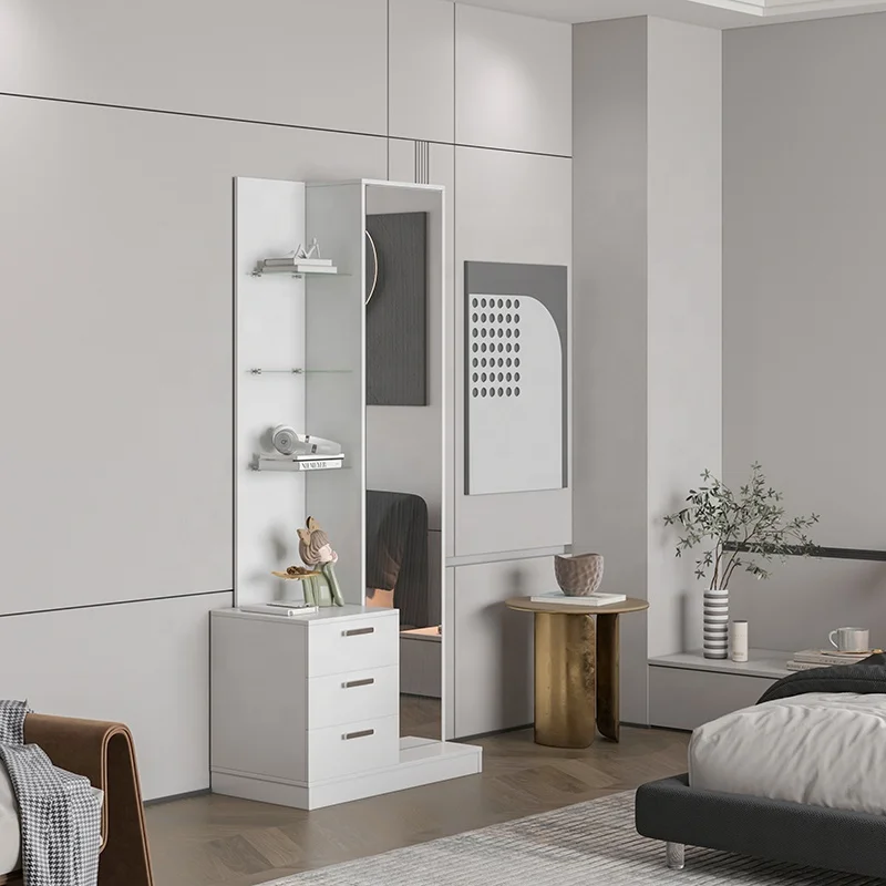 White Dressing Table with Mirror and Drawers Bedroom Furniture Modern Style Storage Drawers