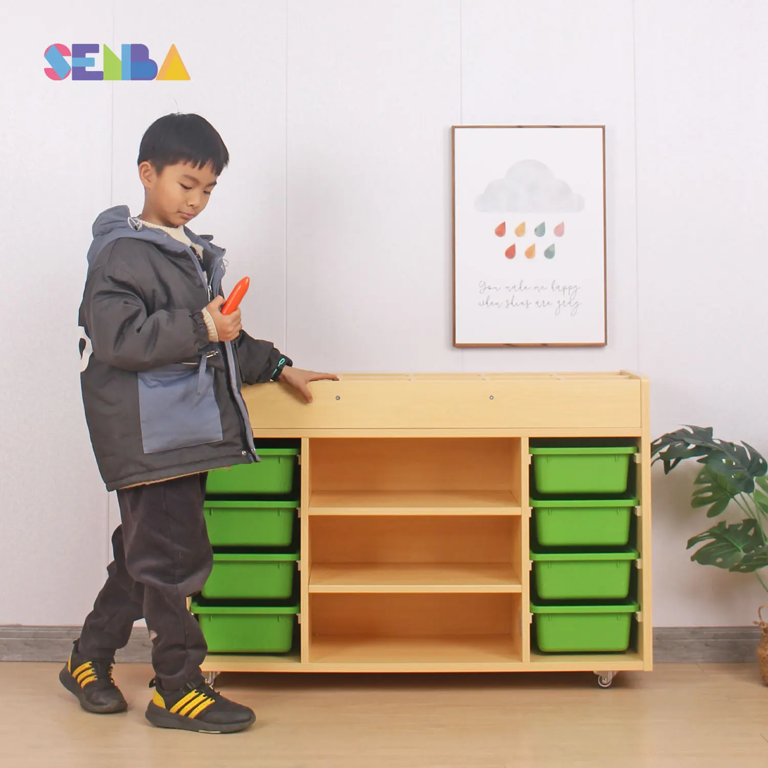 Kindergarten Daycare Toys Storage Home Furniture Wooden Kids