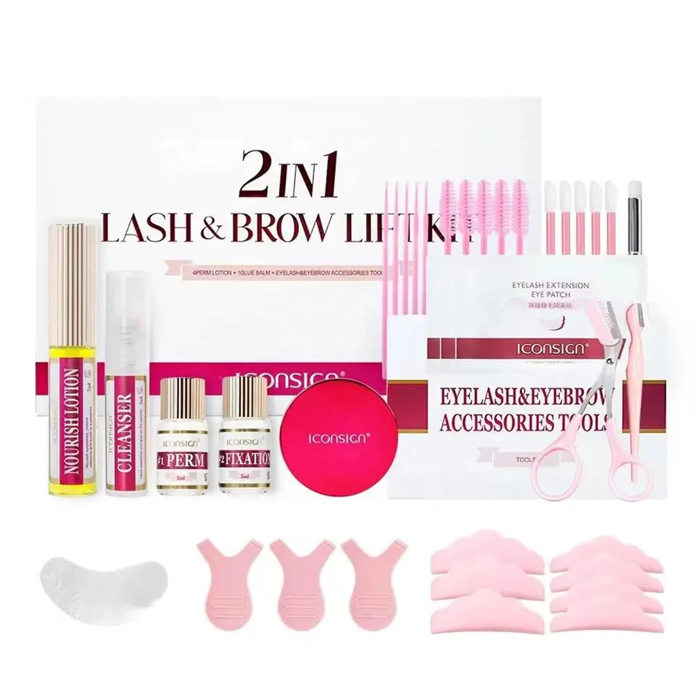 2 in 1 Lash Kit Perm Iconsign Lash Lifting at Home Brow Lamination Kit Custom with Glue Balm